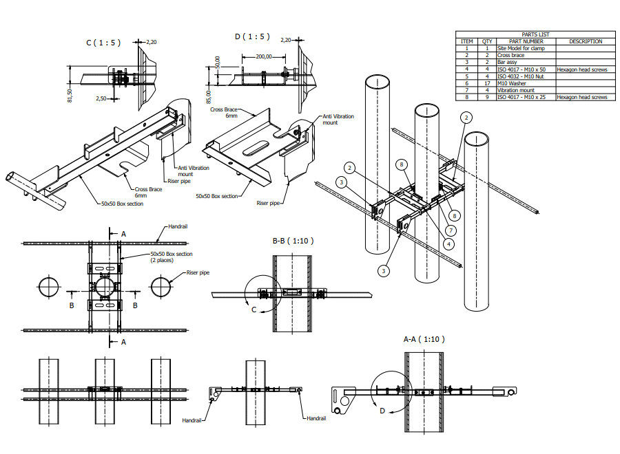 Vertical riser support.